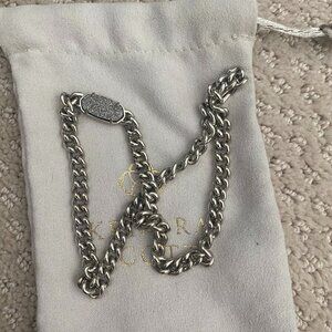 Kendra Scott Elaina Platinum Druzy Stone Chain Link Necklace Rhodium Plated